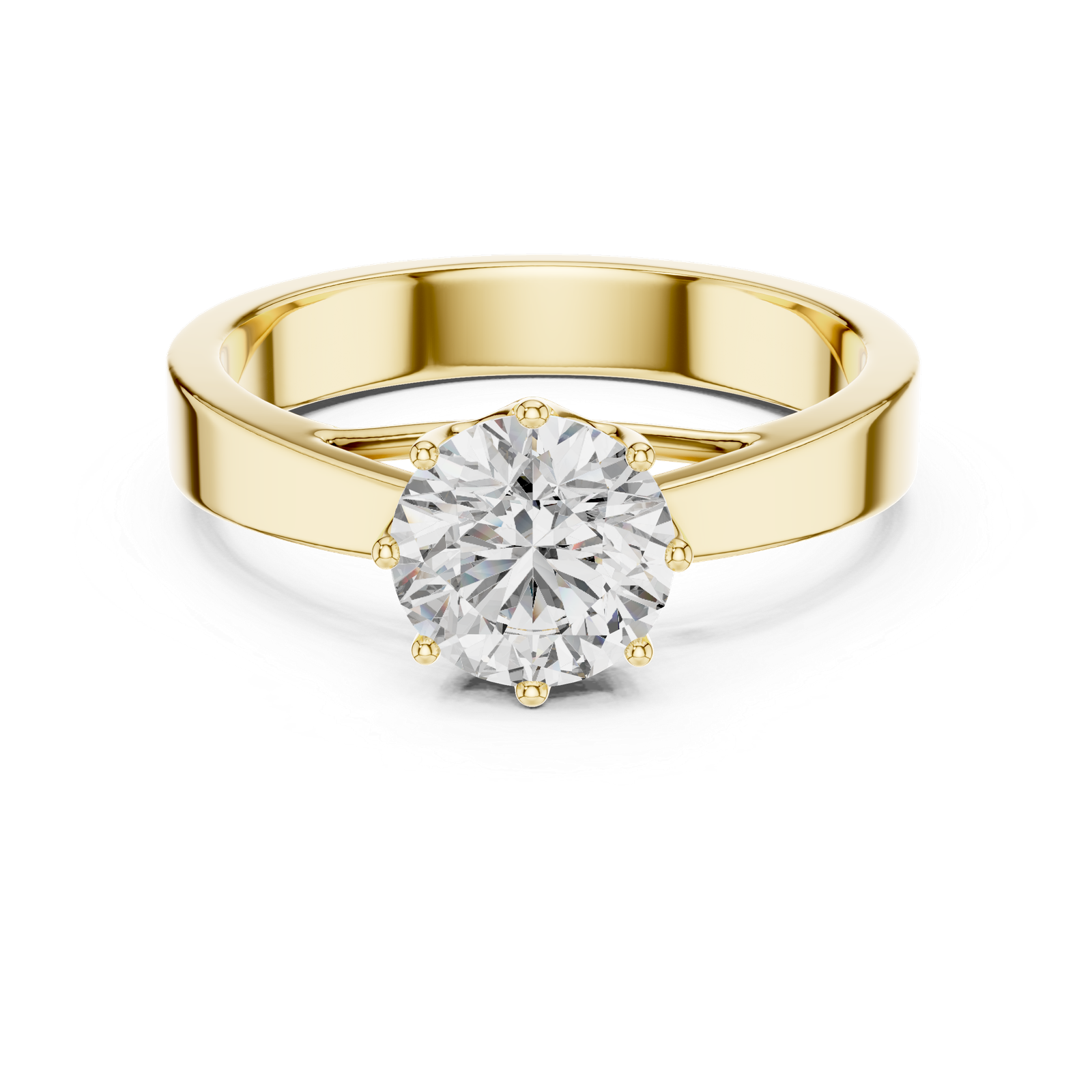 Classic 8-Prong Solitaire Engagement Ring in Gold with Round Brilliant Diamond