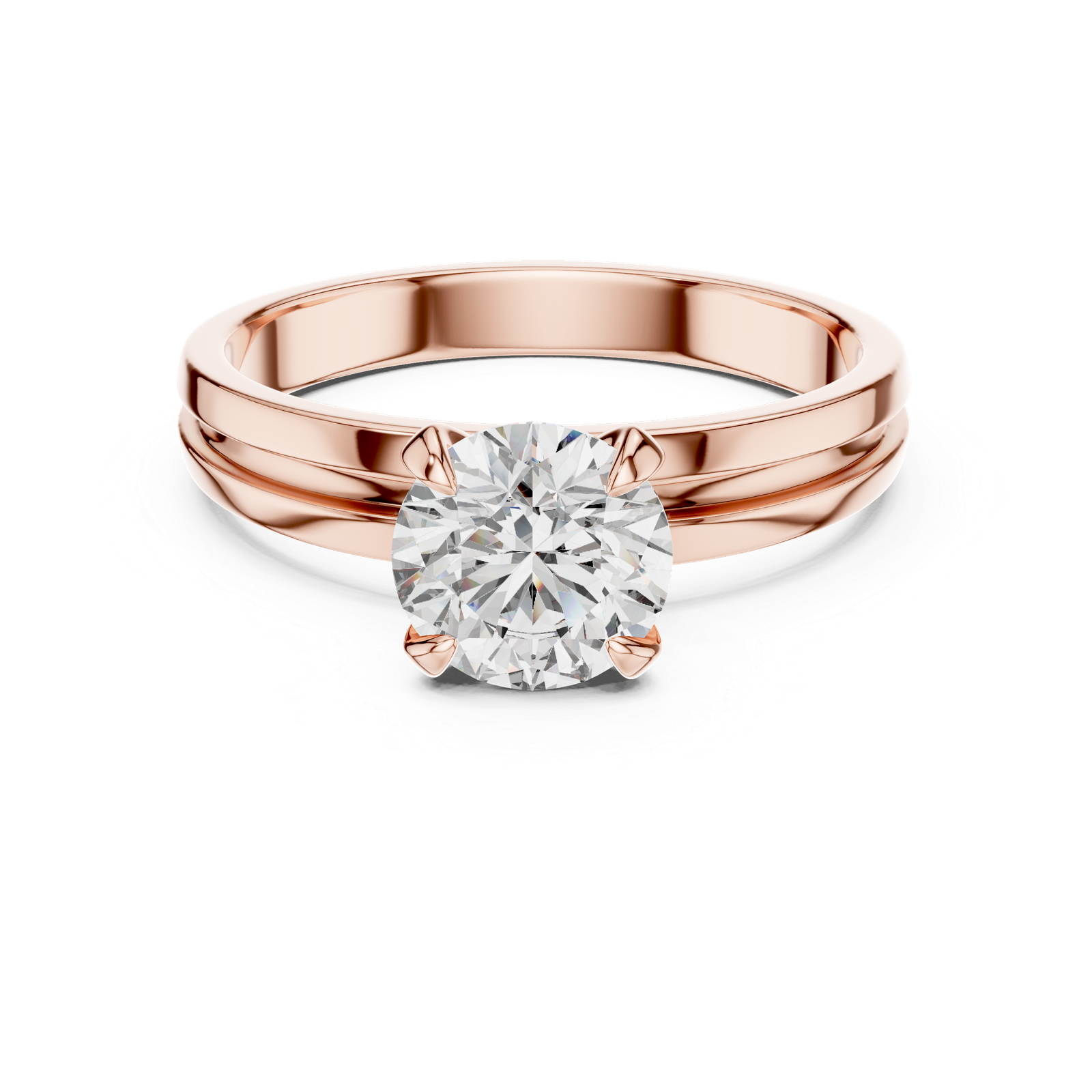 High-Set Round Diamond Engagement Ring