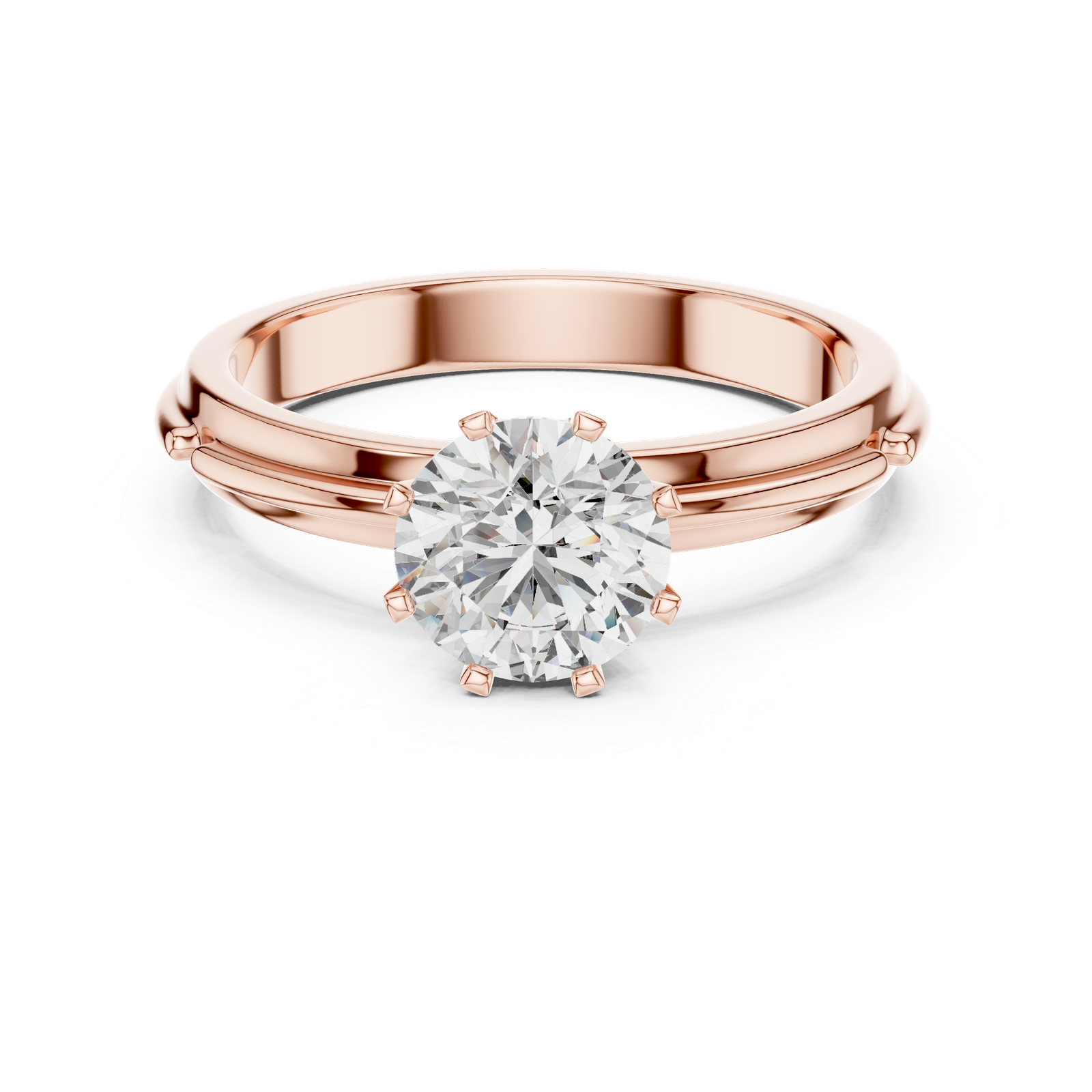 Elegant Round Cut Diamond Ring with Six Prong Crown Setting