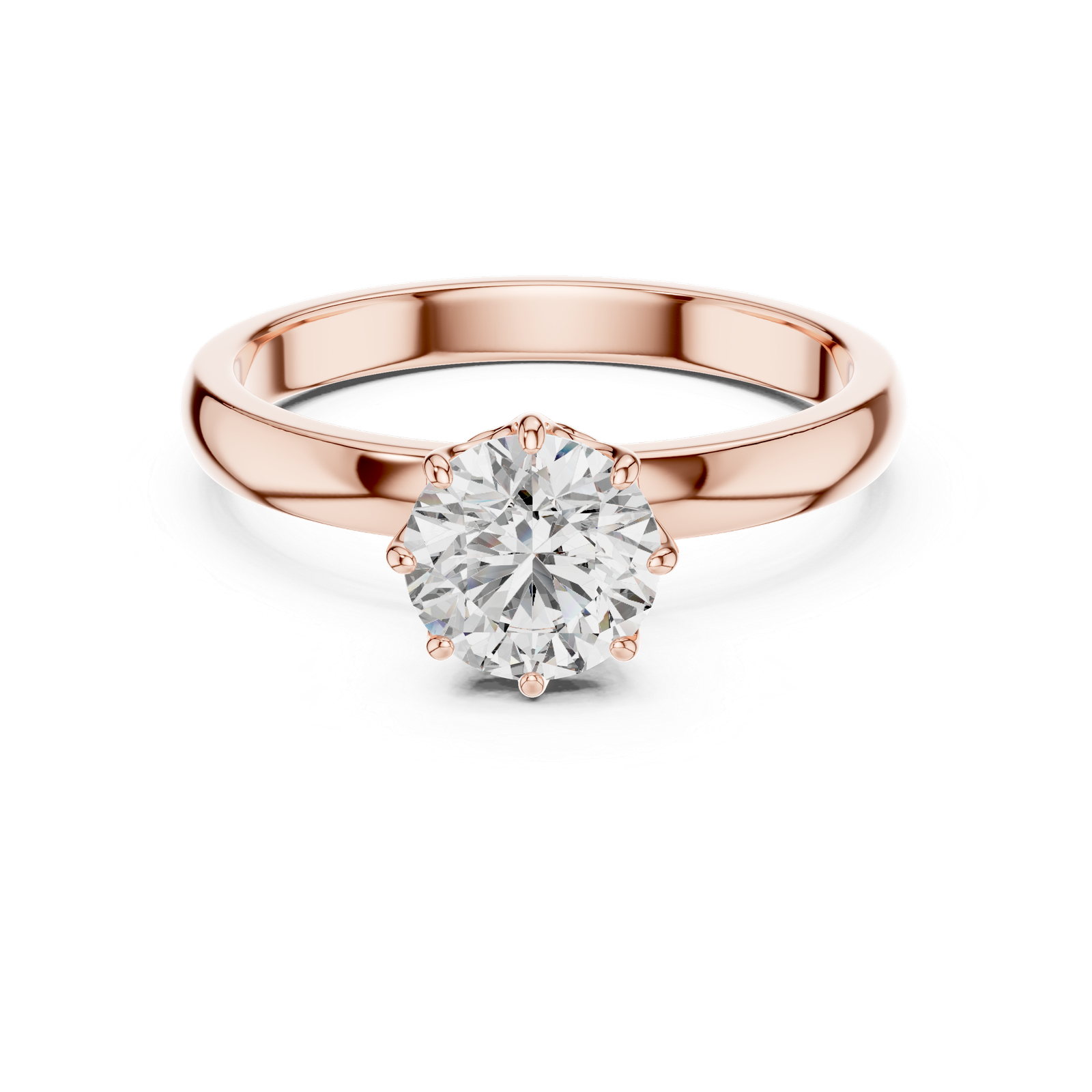 Elegant 8-Prong Solitaire Engagement Ring in Gold with Round Brilliant Diamond