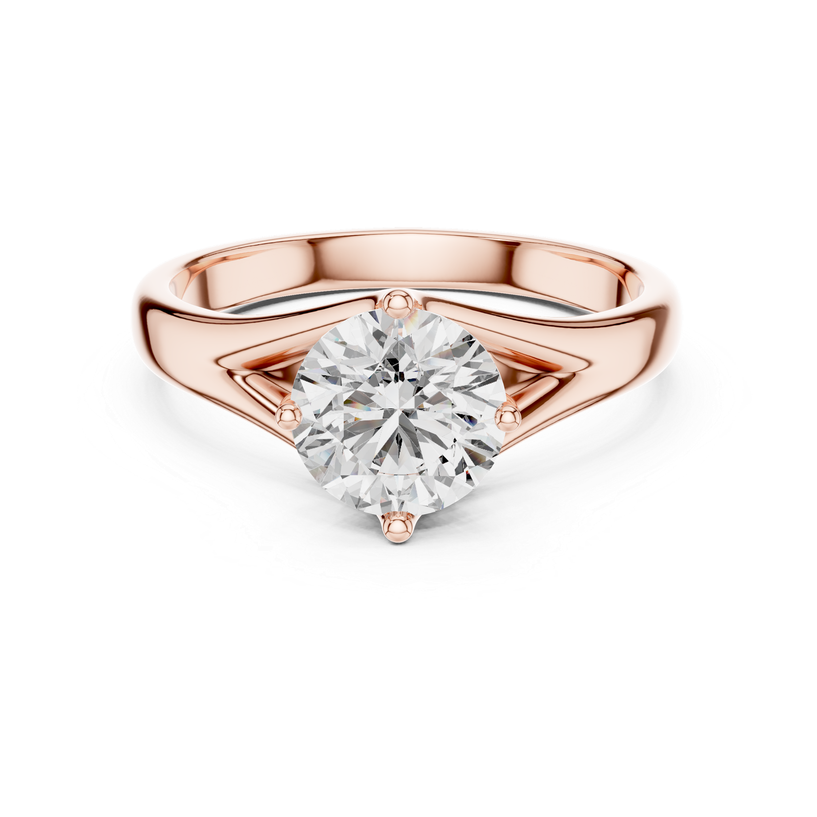 Solitaire Ring with Split Shank and Round Brilliant Diamond