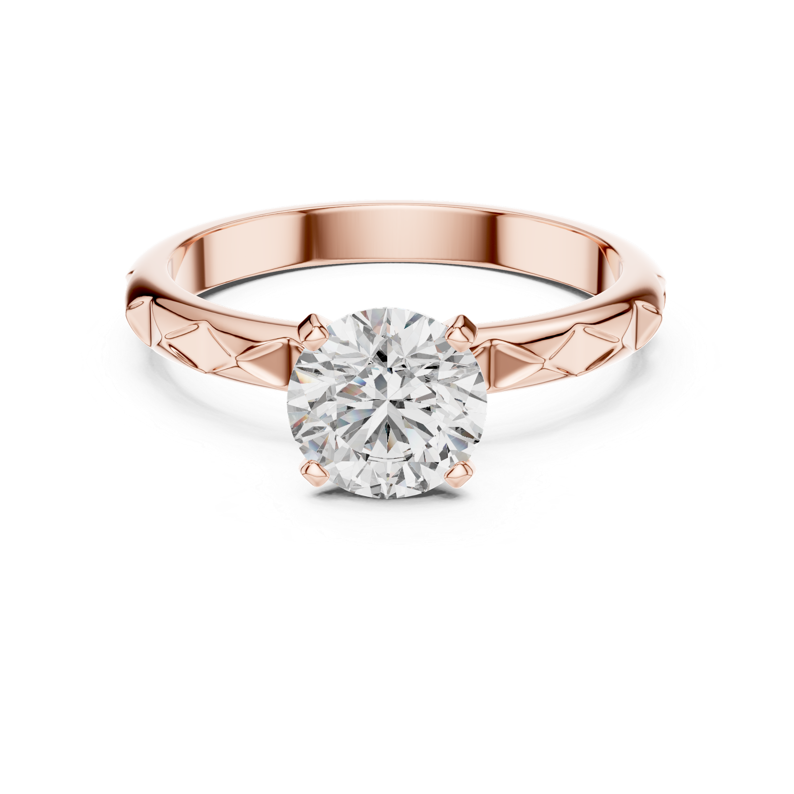 Diamond Ring with Engraved Geometric Band