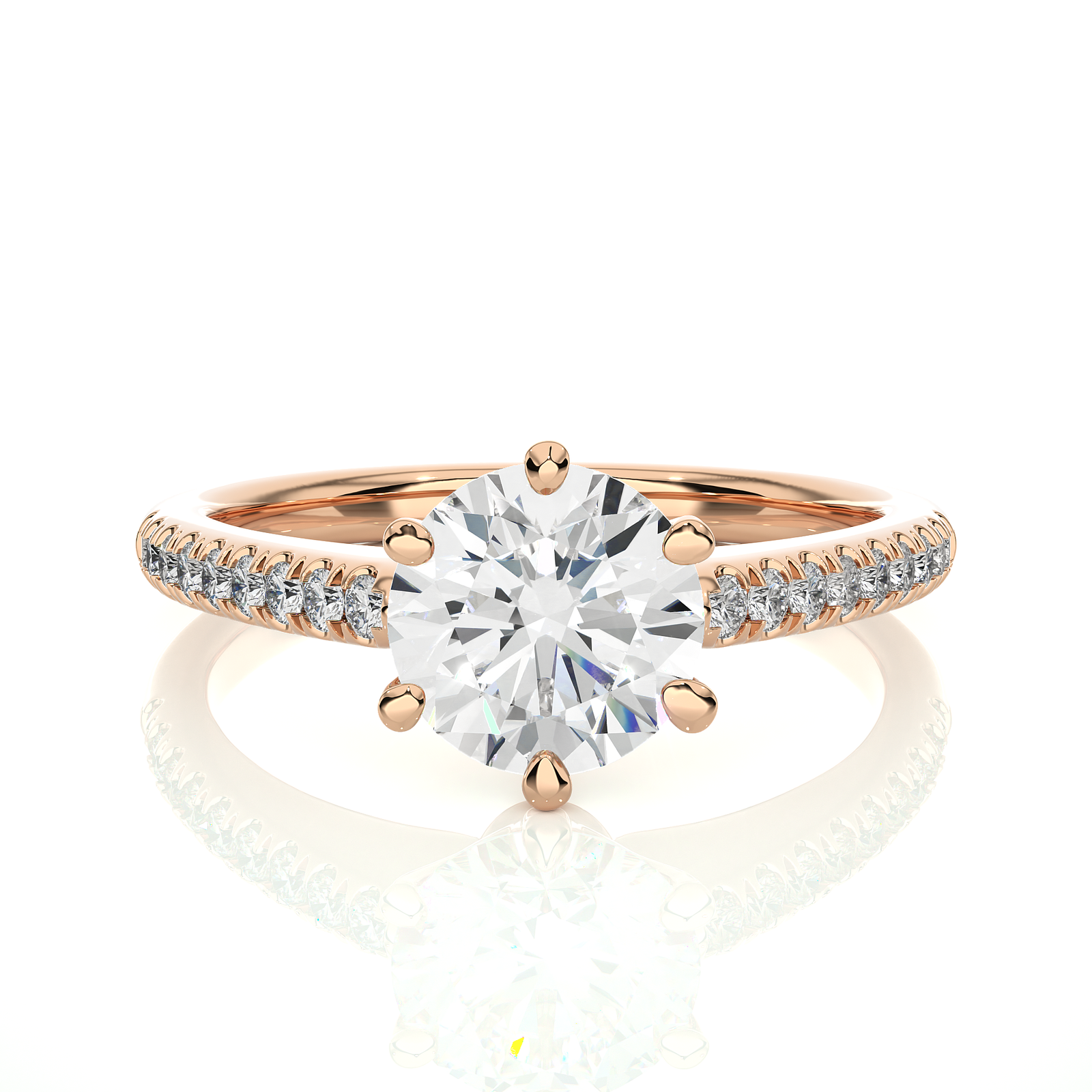 Round Cut Diamond Accent Engagement Ring