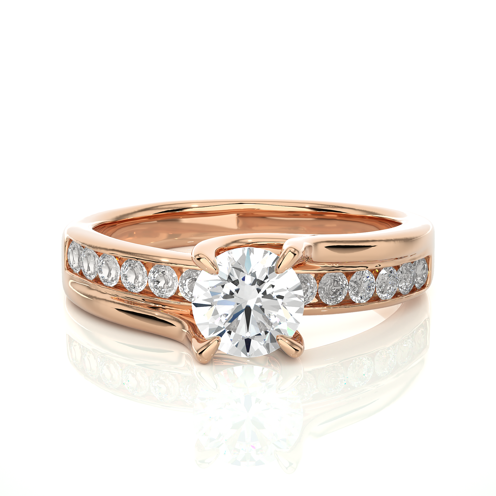 Channel-Set Diamond Solitaire Ring