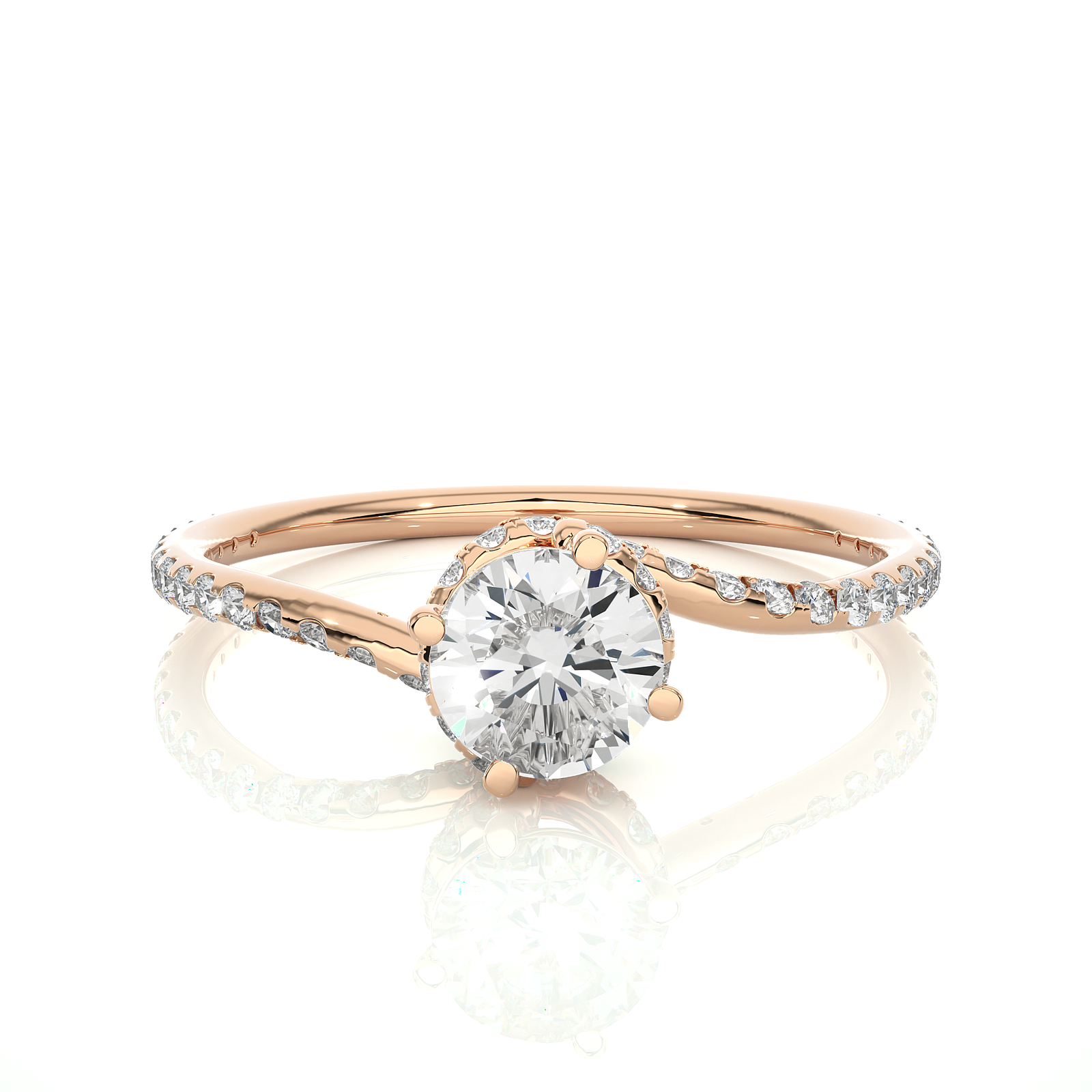 Twist Halo Diamond Engagement Ring
