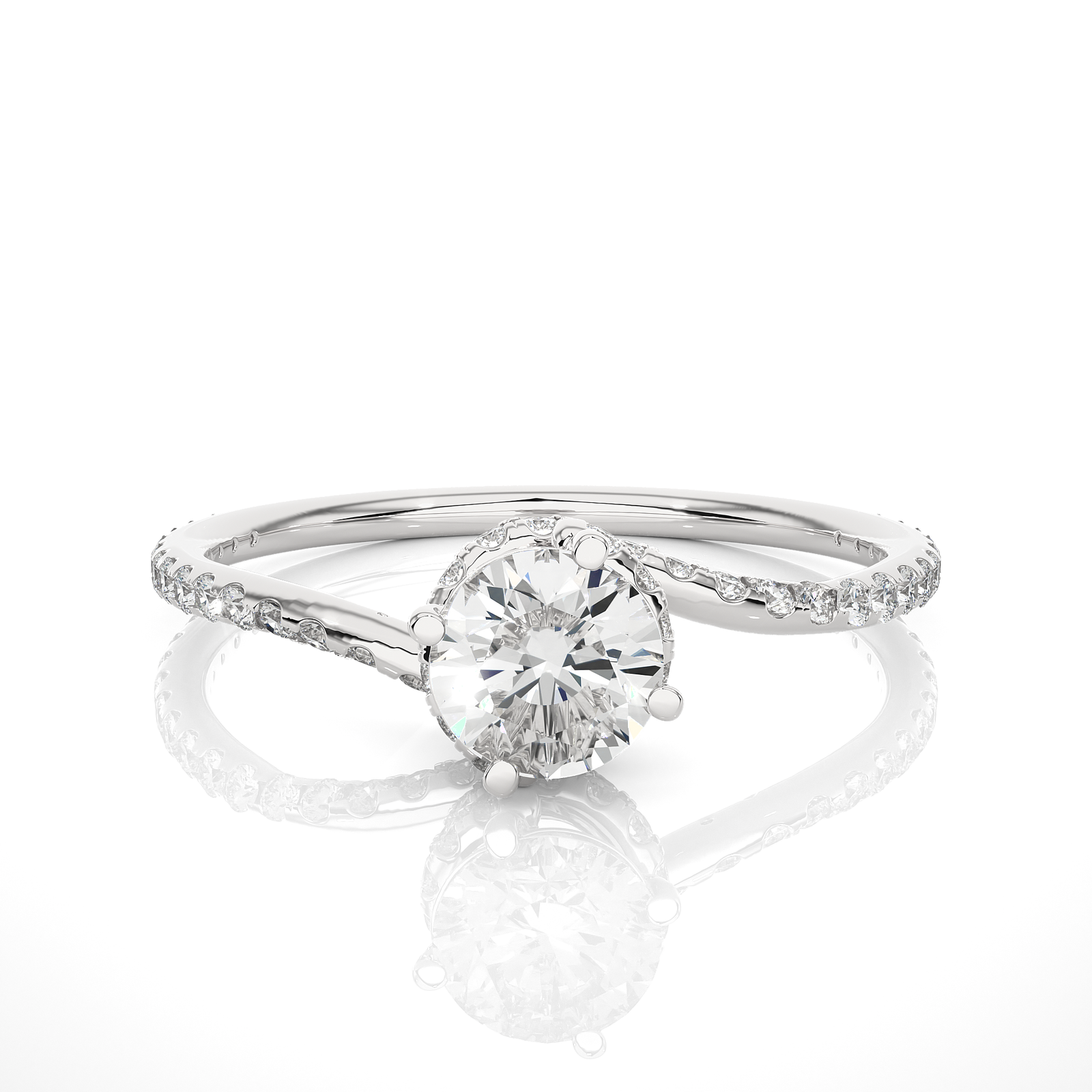 Twist Halo Diamond Engagement Ring