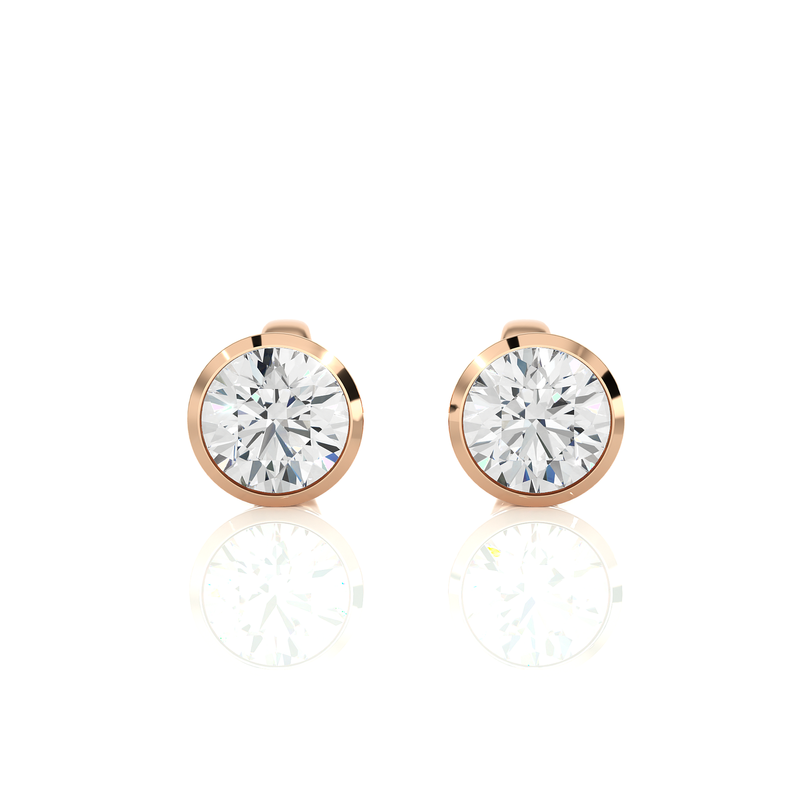 Bezel-Set Round Diamond Stud Earrings