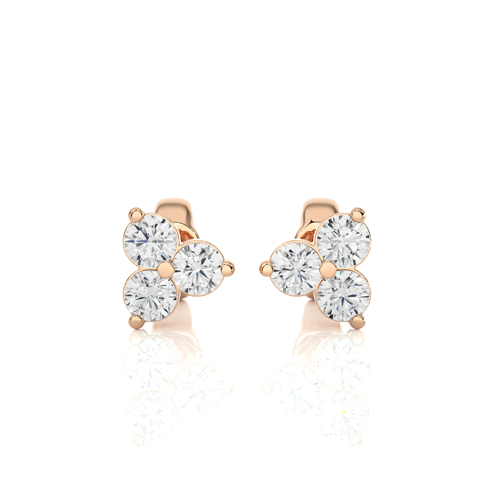 Triple Diamond Stud Earrings