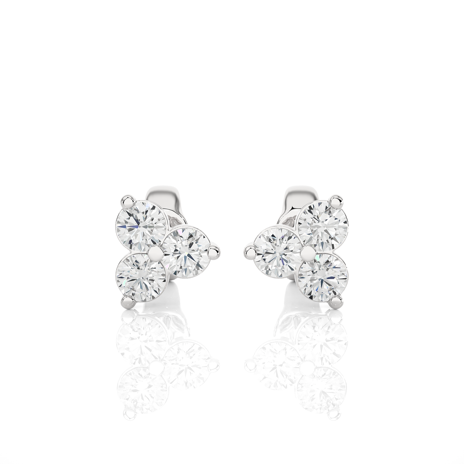 Triple Diamond Stud Earrings