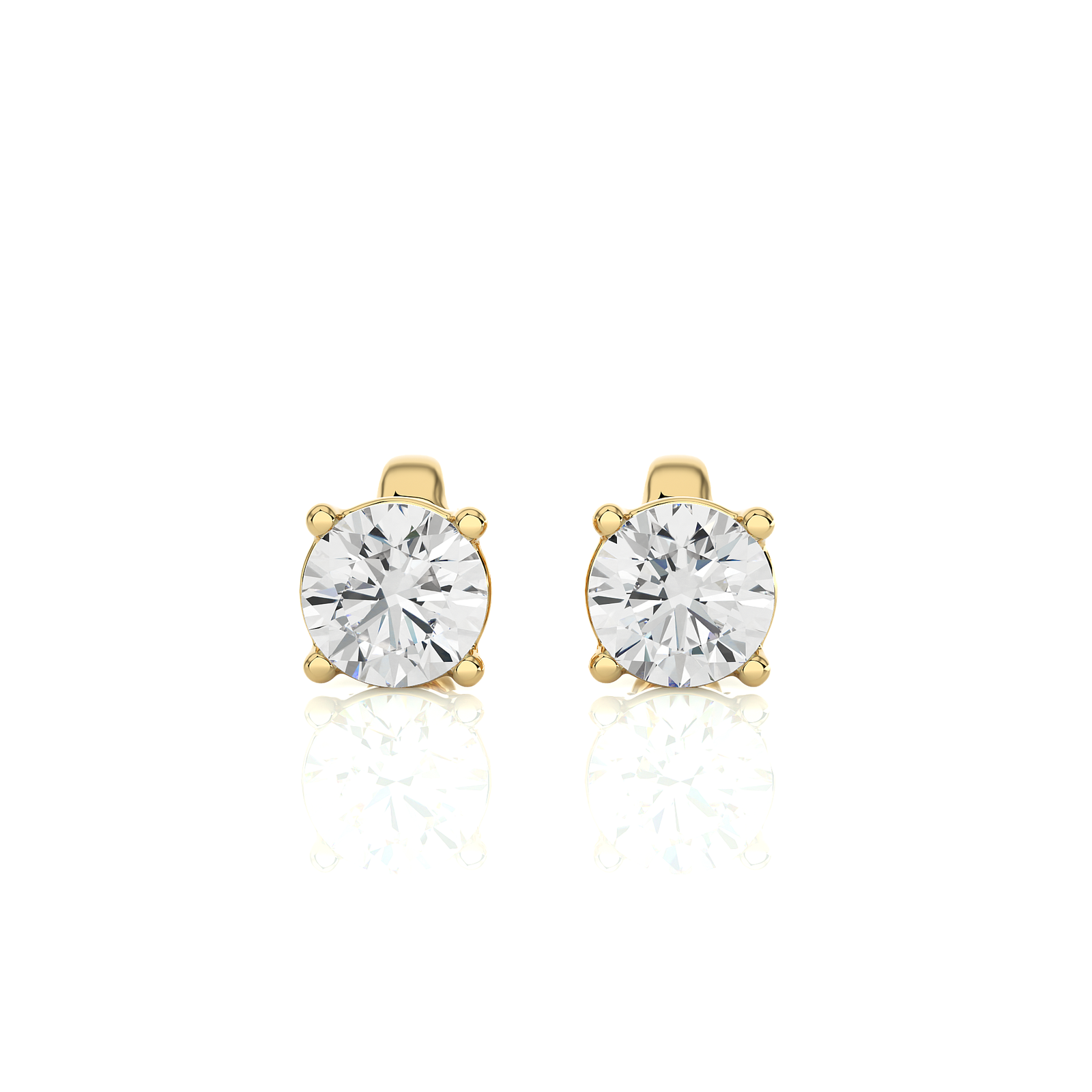 4 Prong Set Round Diamond Stud Earrings