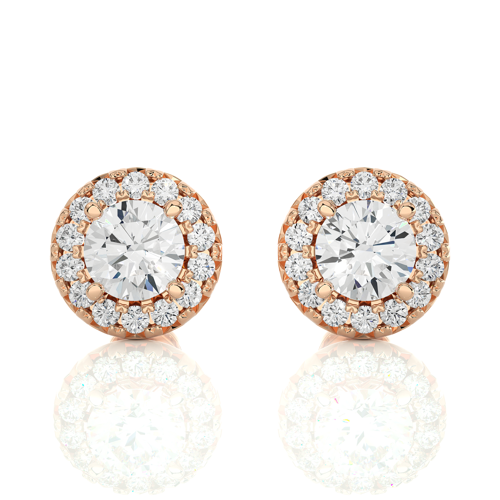  Classic Round Diamond Halo Stud Earrings