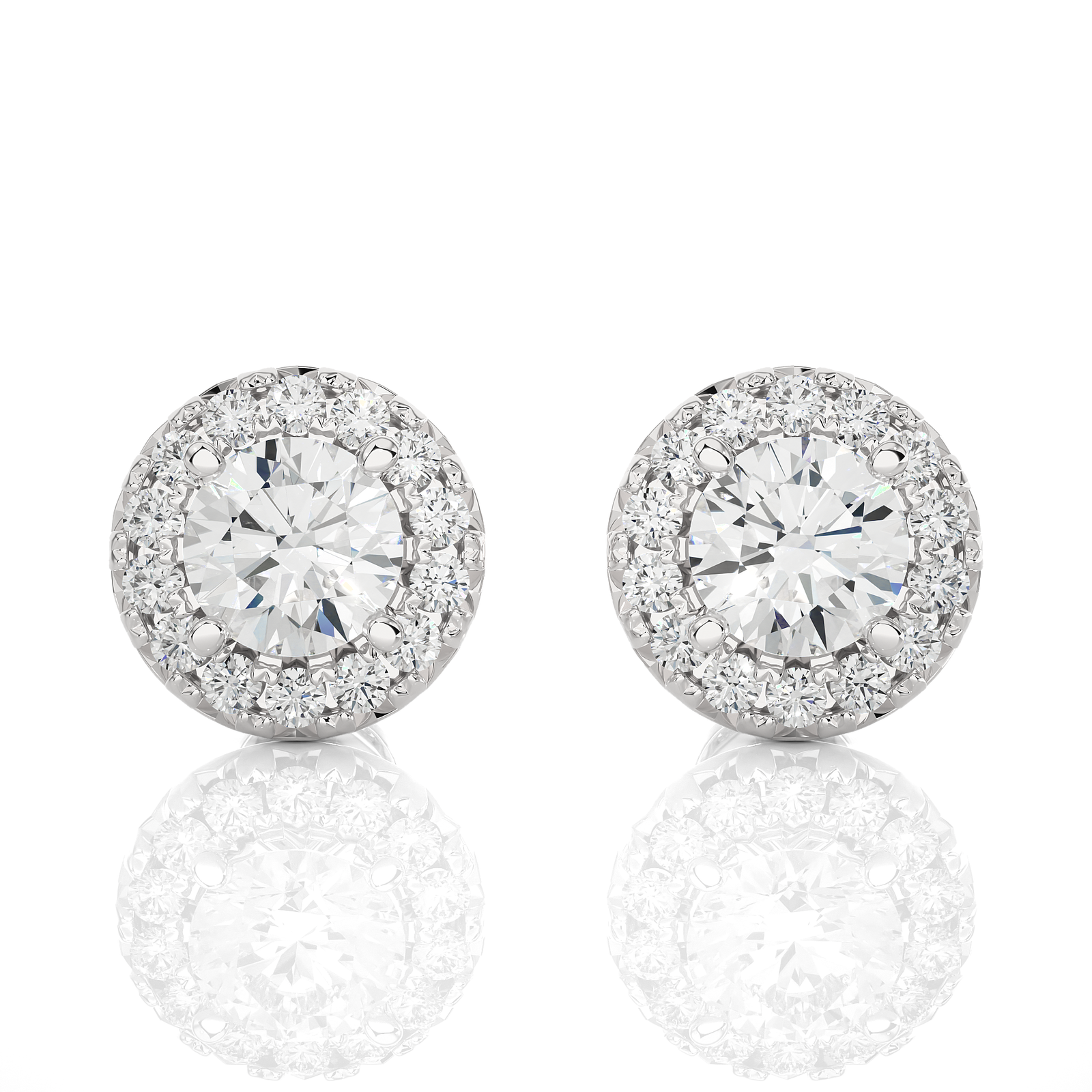  Classic Round Diamond Halo Stud Earrings