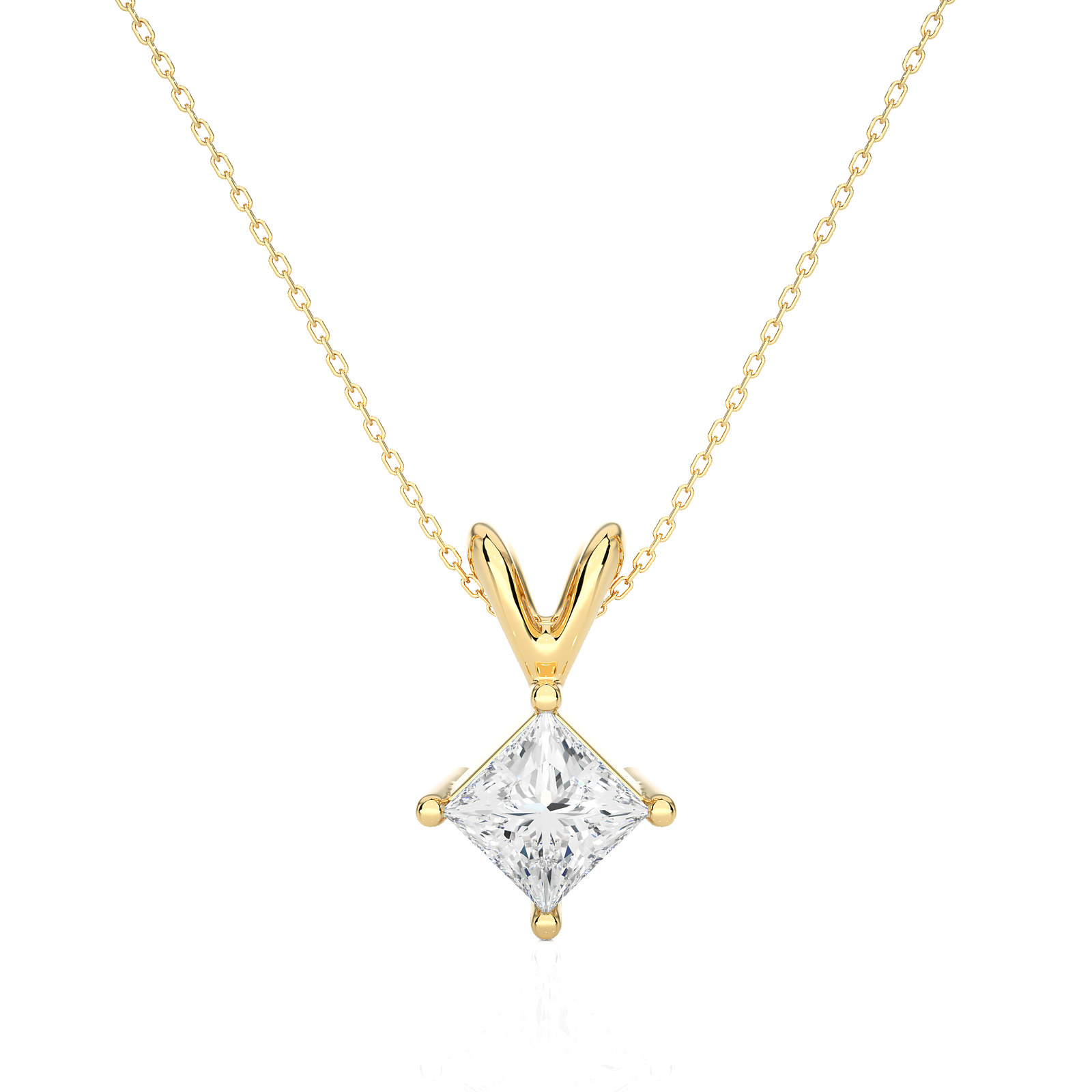 Princess-Cut Diamond Pendant Necklace