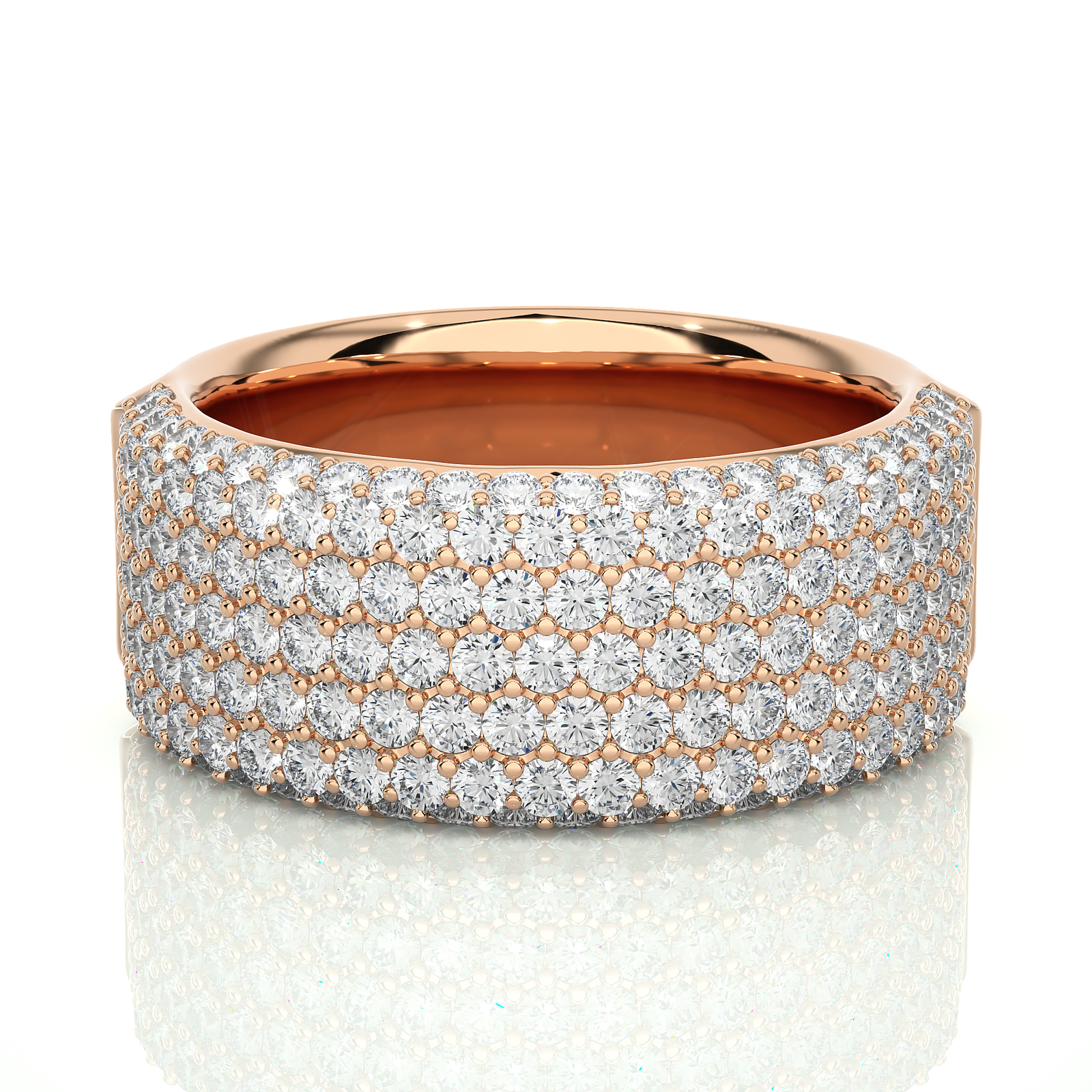 Multi-Row Round Diamond Wedding Band