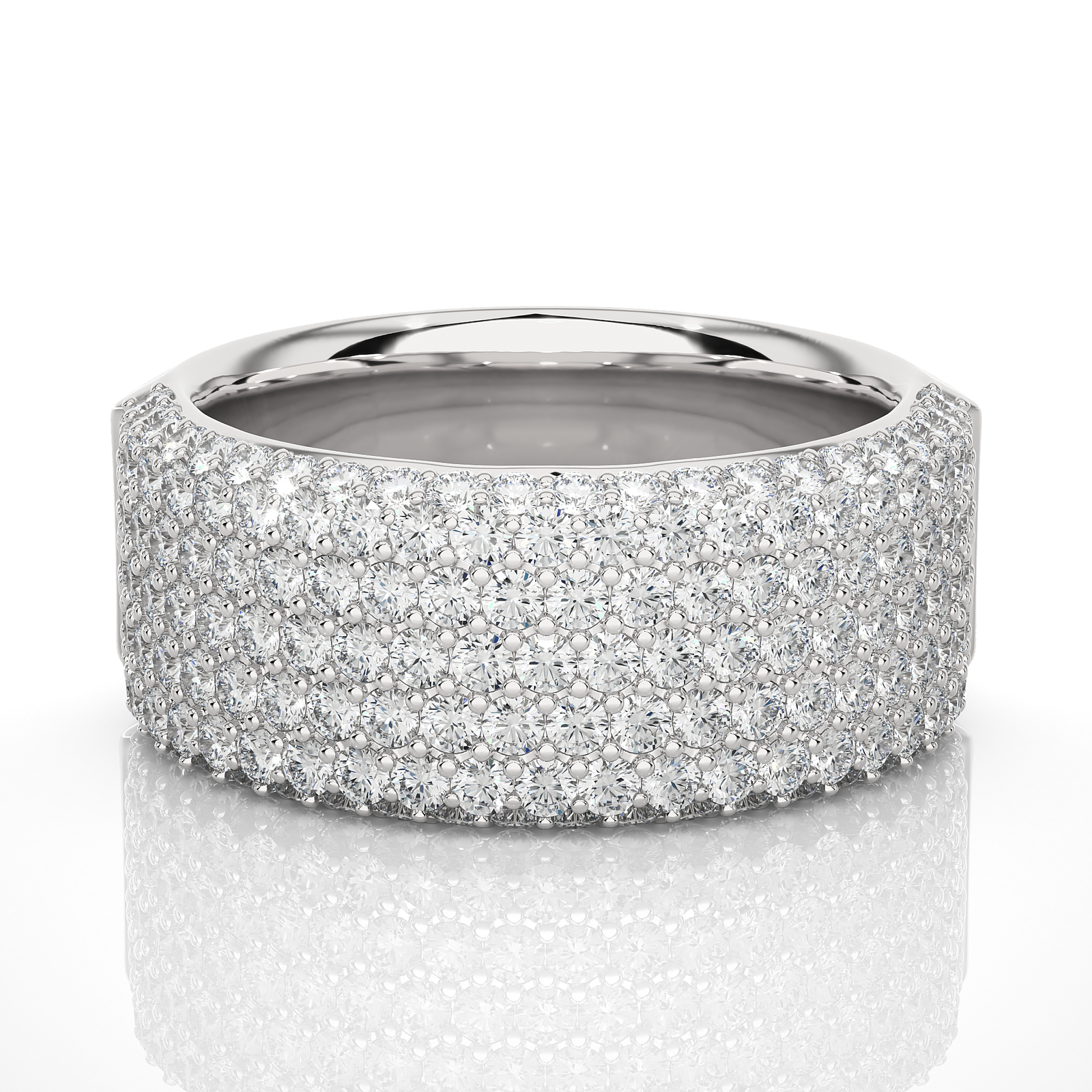Multi-Row Round Diamond Wedding Band