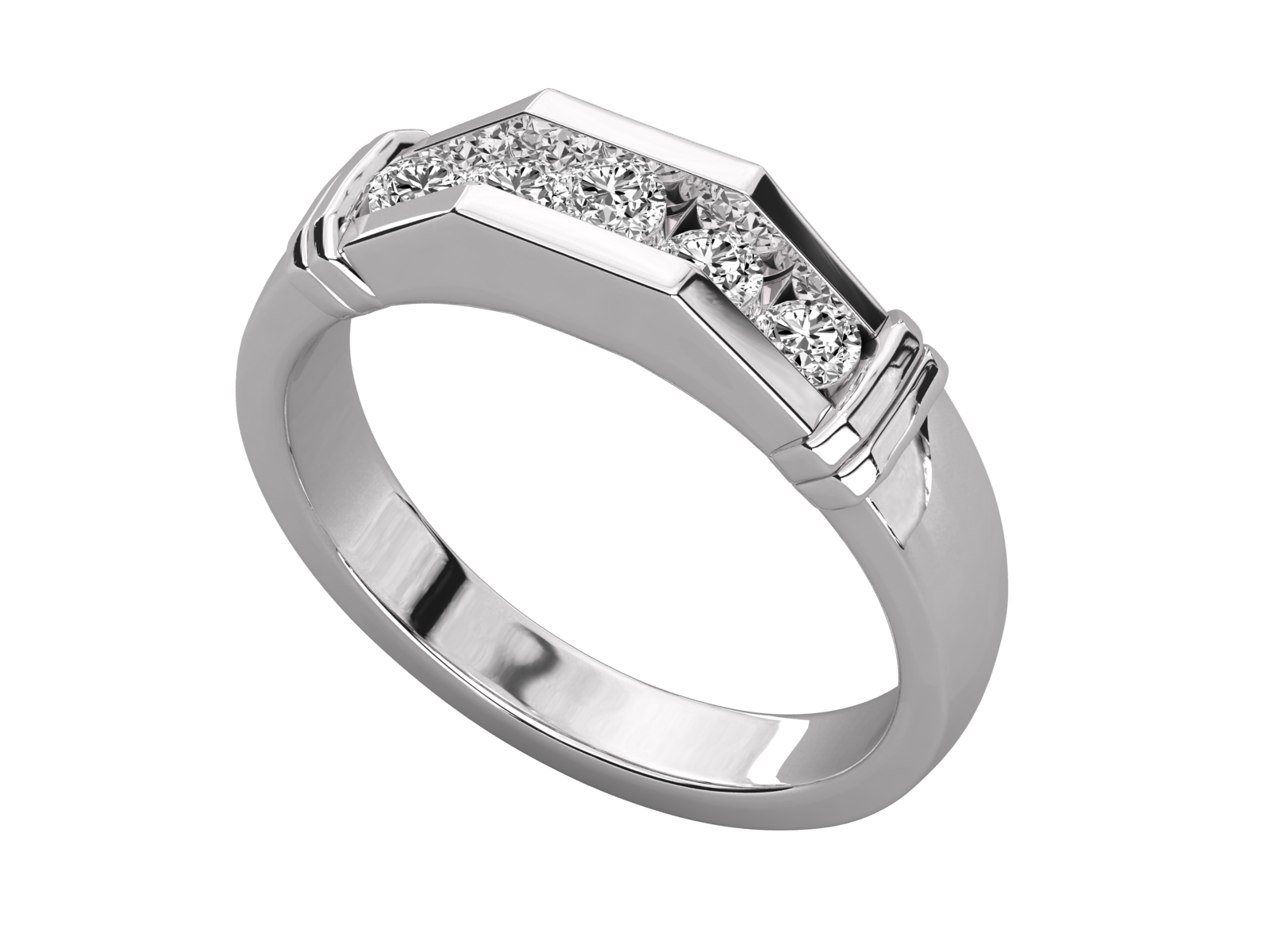 Channel-Set Round Diamond Engagement Ring