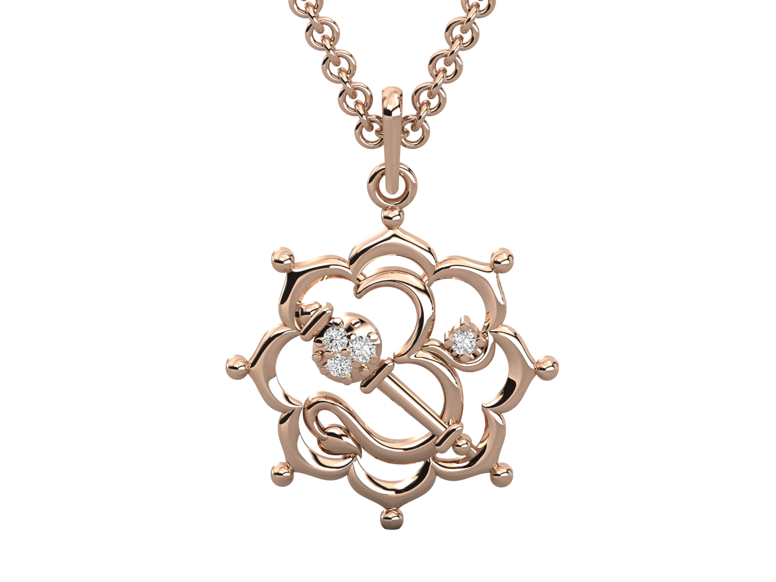 Floral Om Diamond Pendant