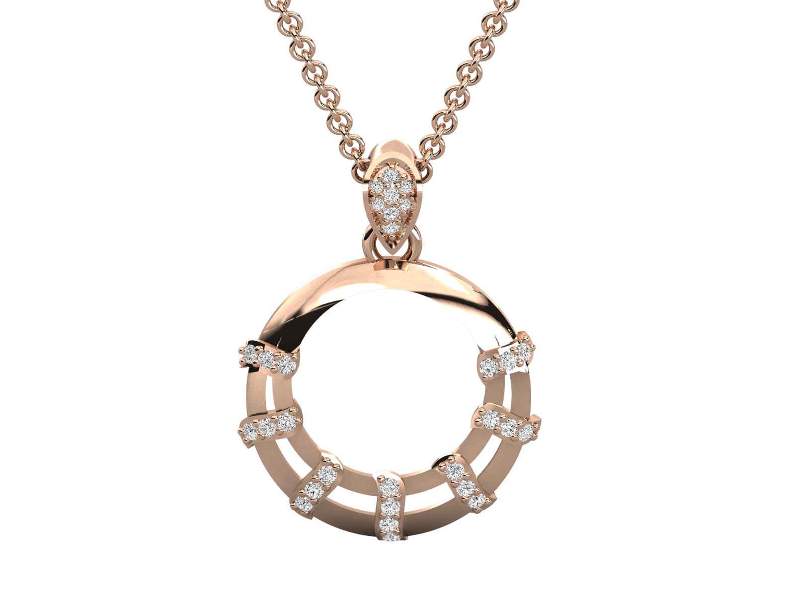 Diamond-Studded Circular Pendant