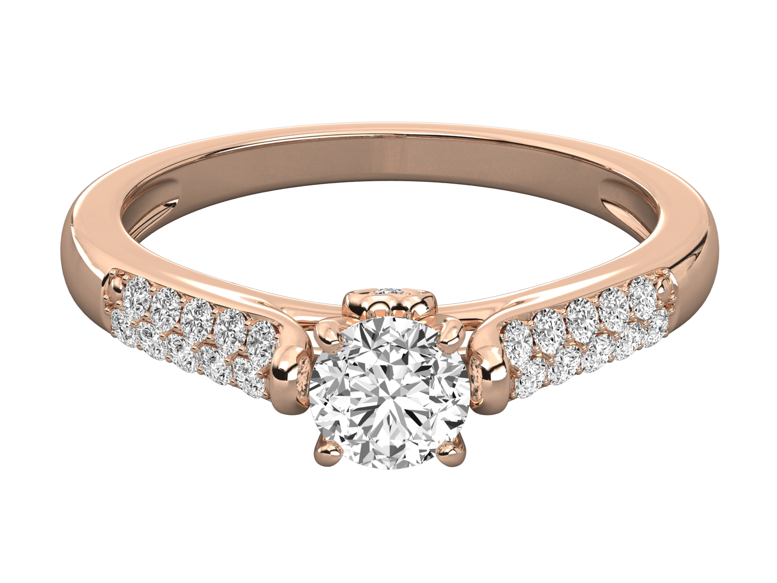 Pave-Set Round Diamond Engagement Ring