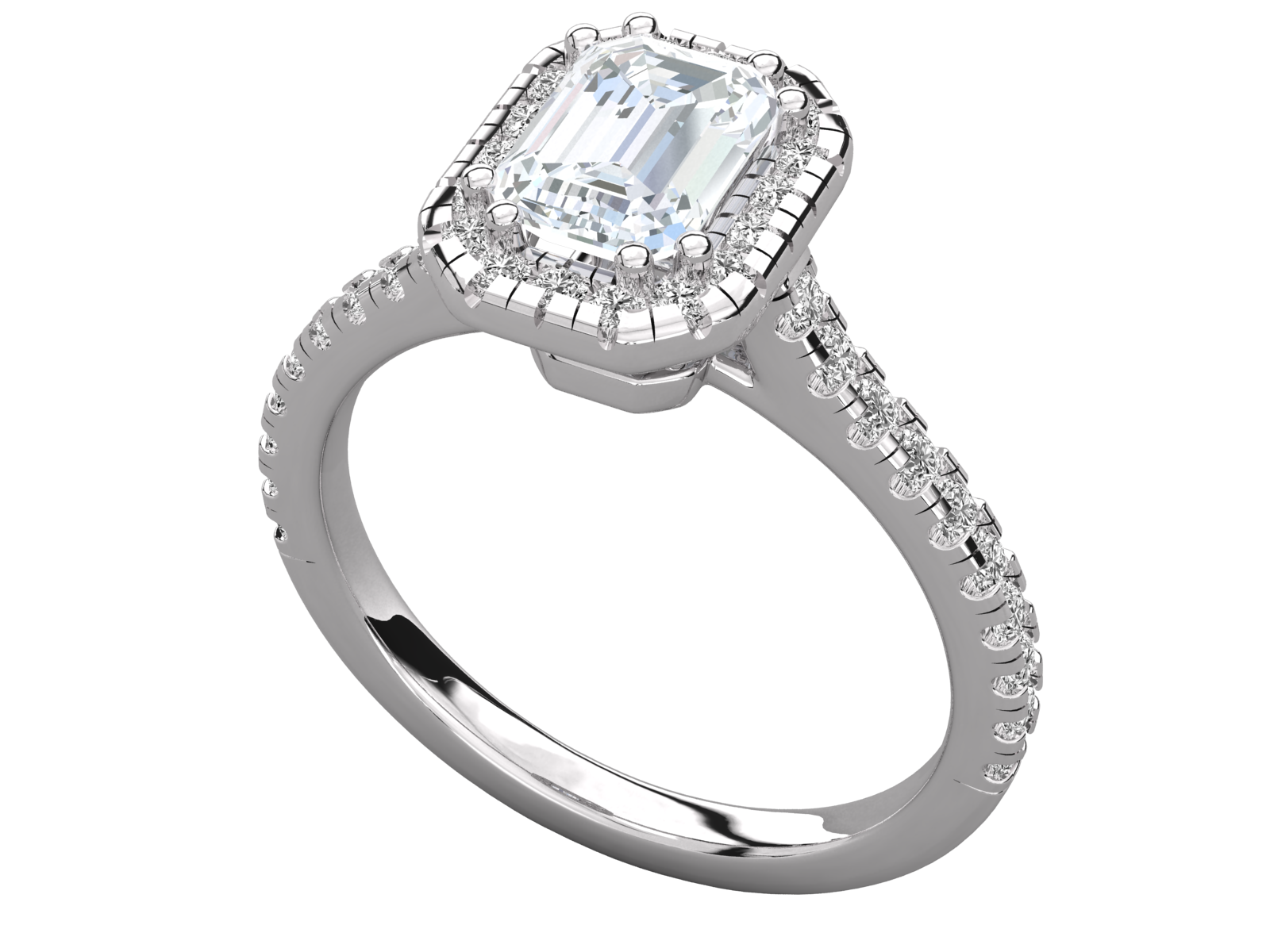 Emerald Cut Halo Engagement Ring