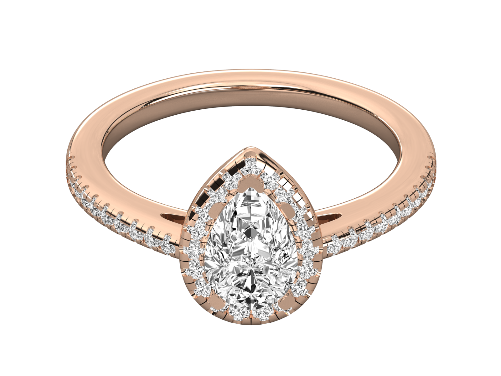 Pear-Shaped Halo Engagement Ring