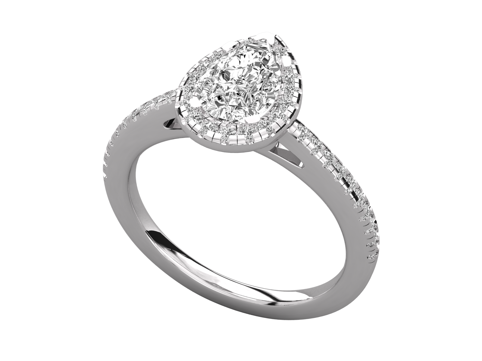 Pear-Shaped Halo Engagement Ring