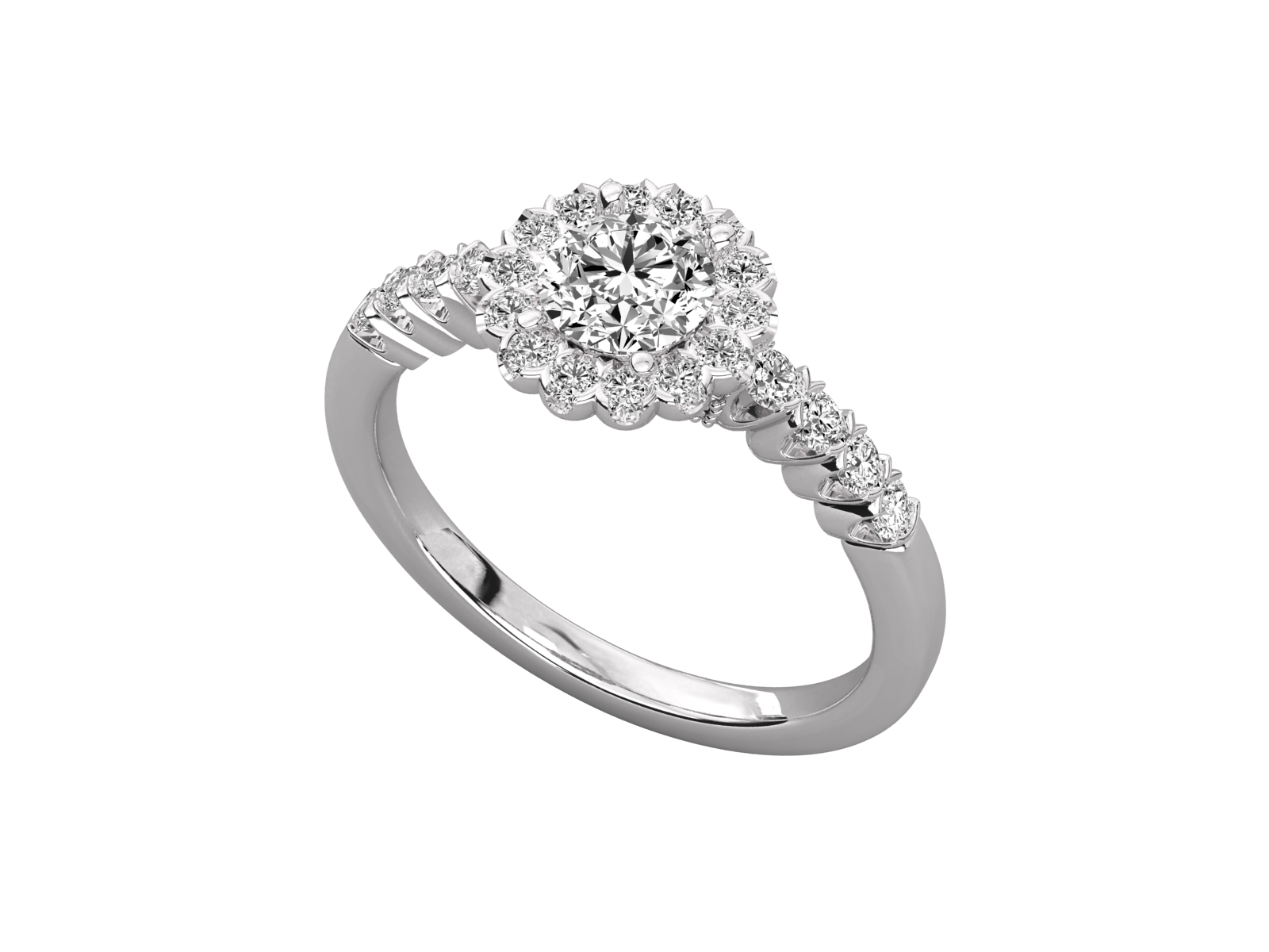 Floral Halo Diamond Engagement Ring