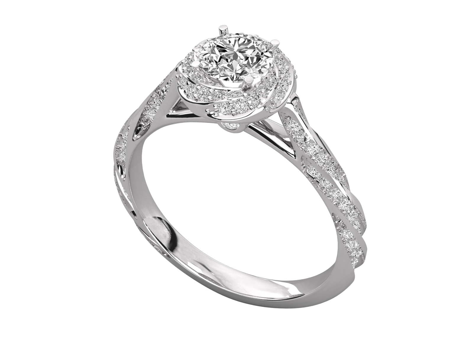 Twisted Halo Diamond Engagement Ring