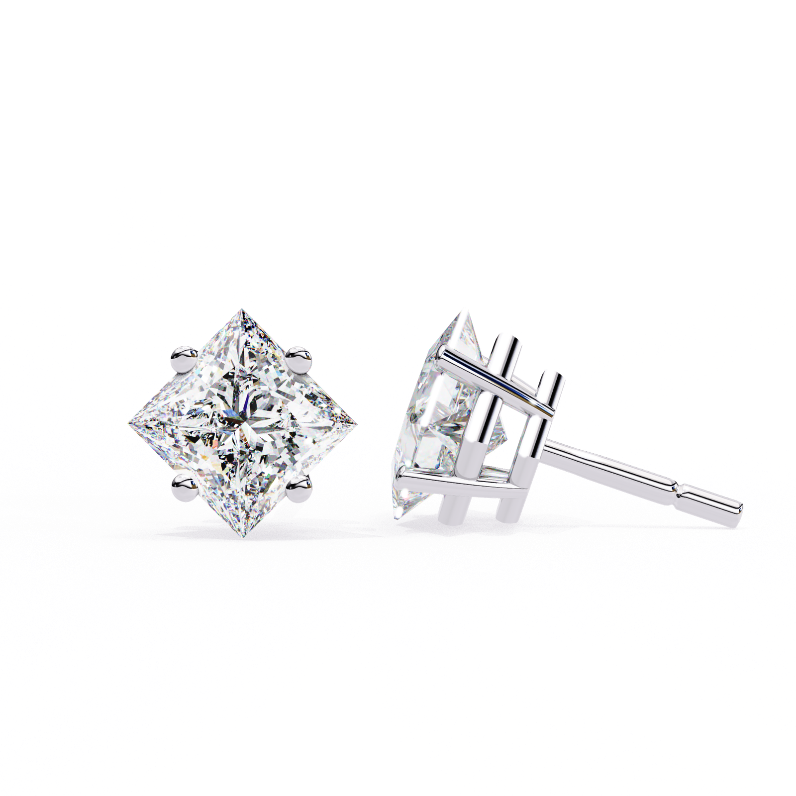 Princess Cut Diamond Stud Earrings