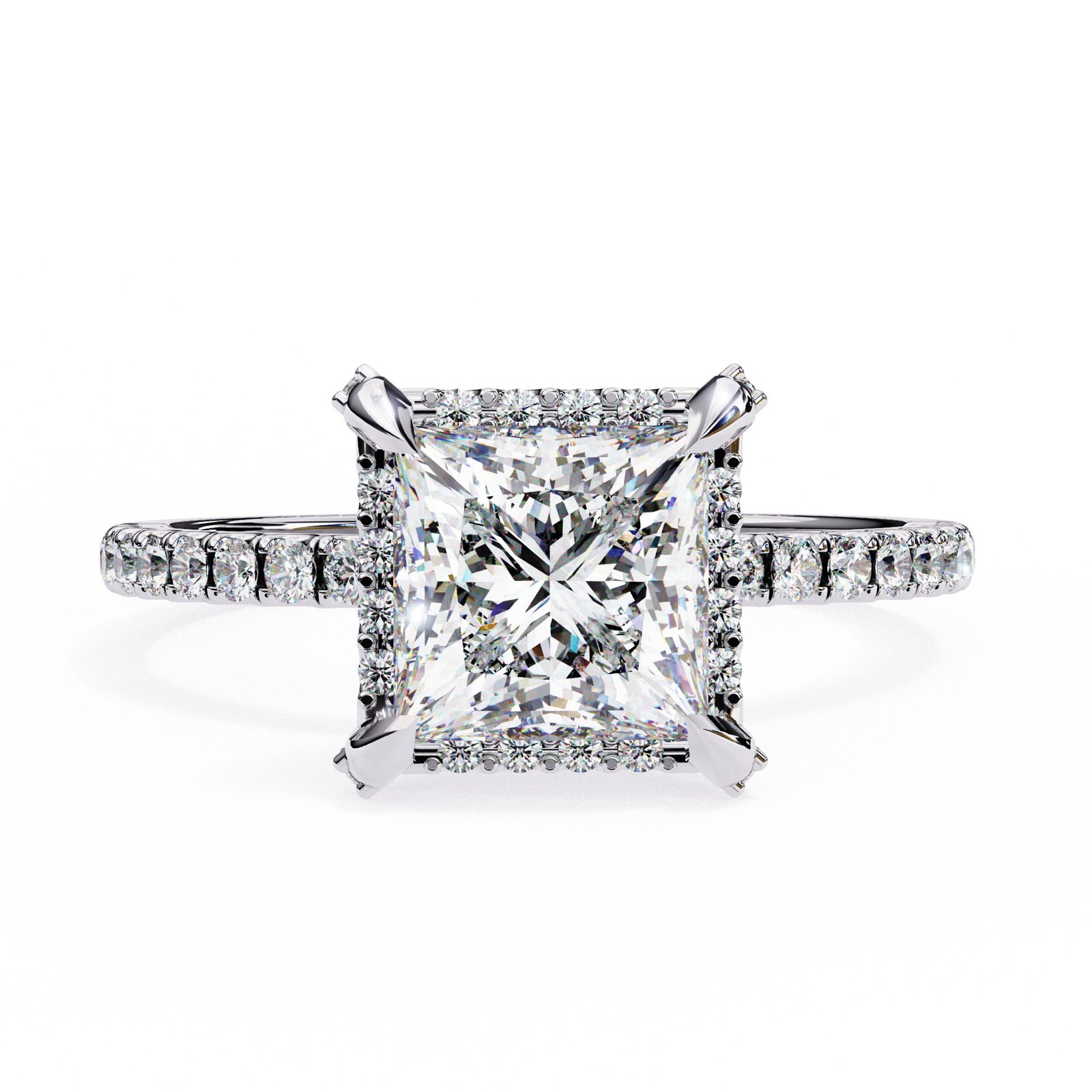 Princess-Cut Halo Diamond Ring