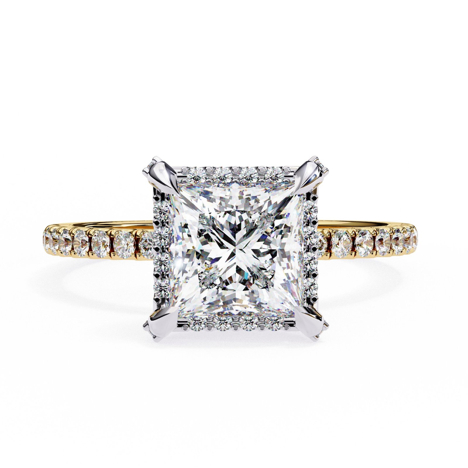 Princess-Cut Halo Diamond Ring