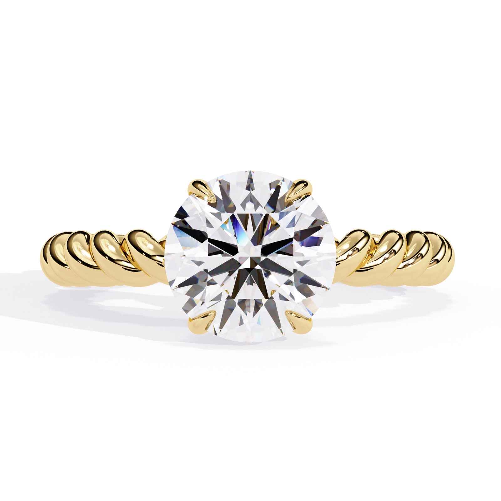 Elegant Twisted Gold Solitaire Diamond Ring