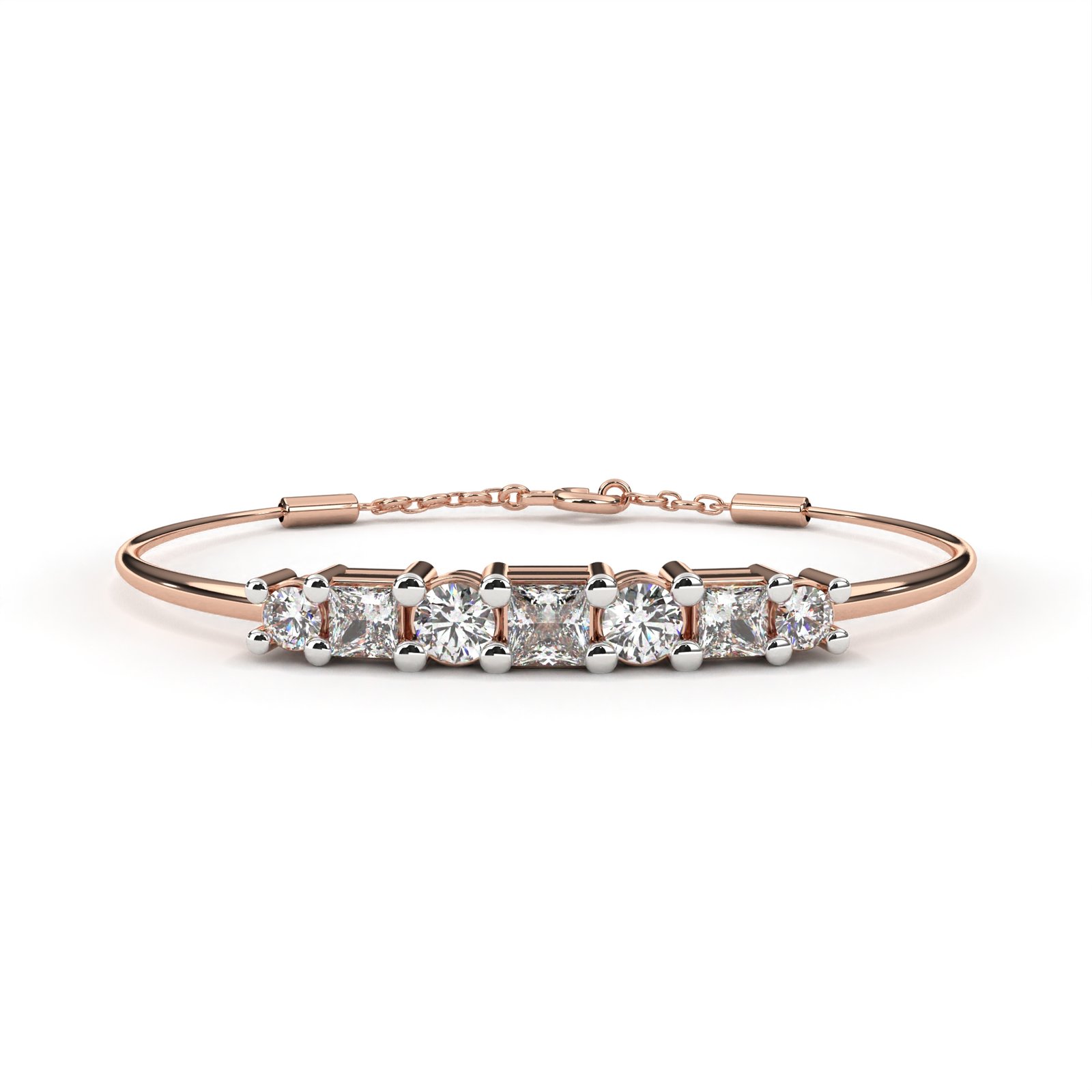 Princess & Round Diamond Bracelet