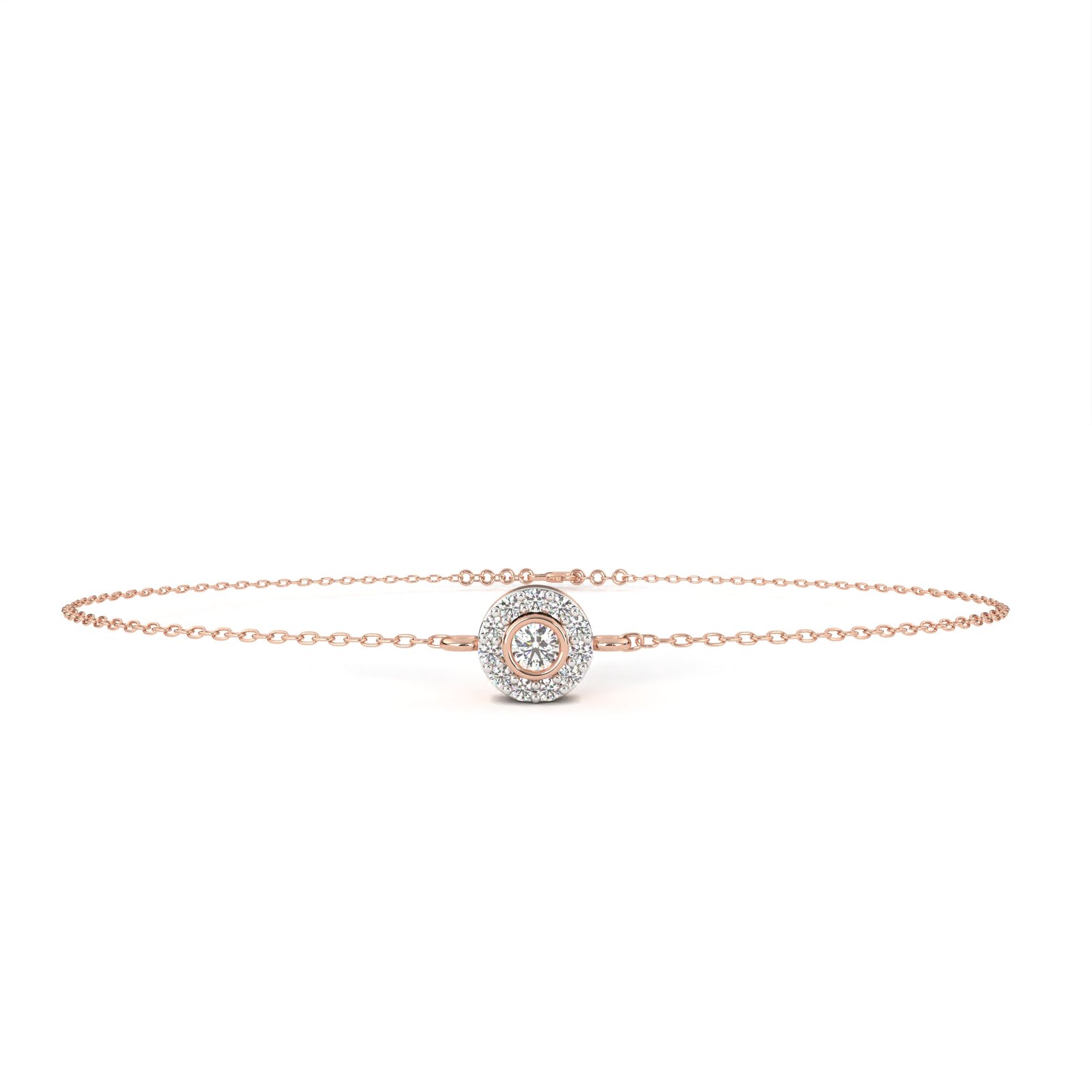 Elegant Halo Diamond Gold Bracelet