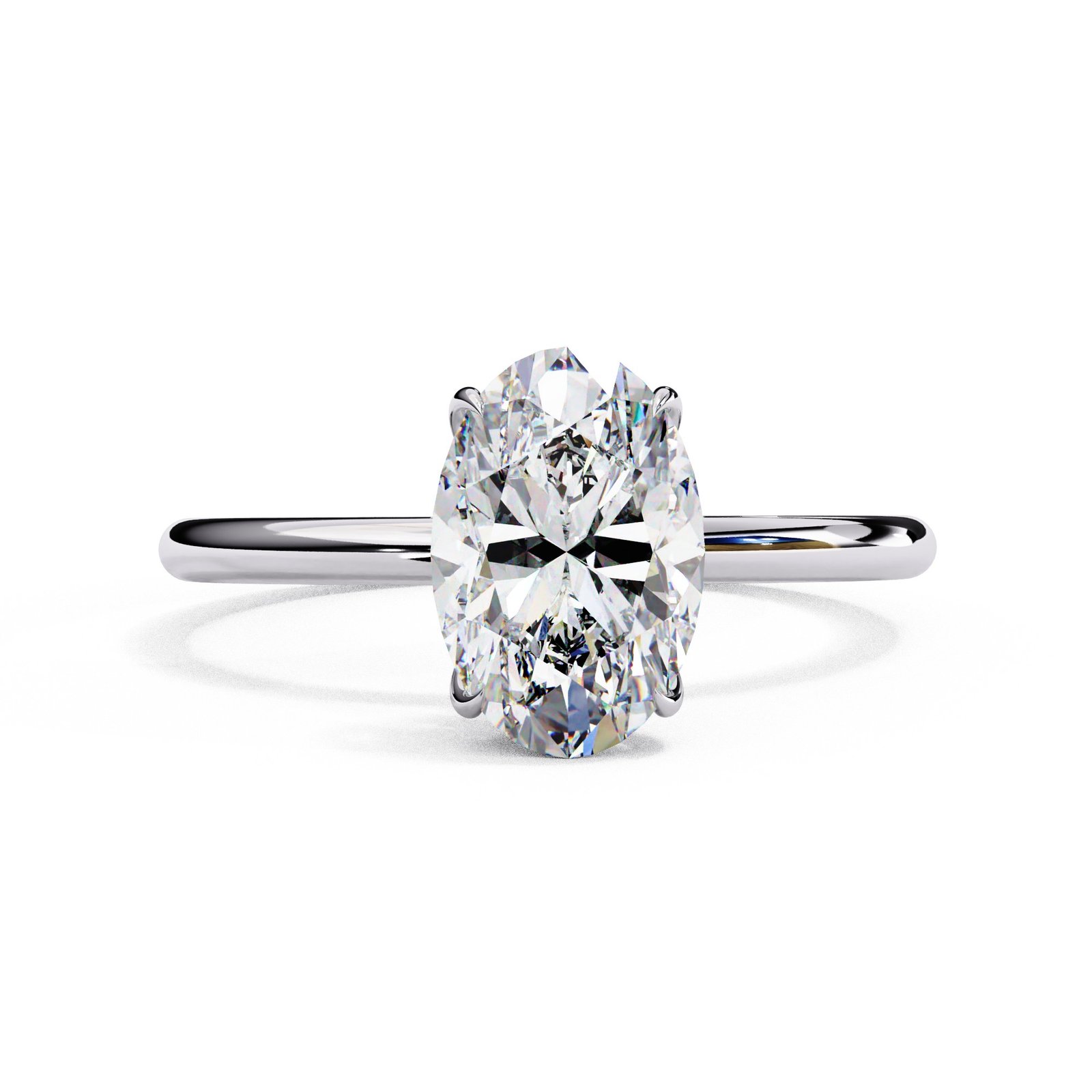 Oval Cut Solitaire Hidden Halo Engagement Ring
